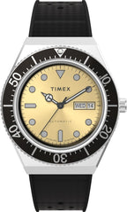Timex Mens Automatic Watch with Gold Dial and Rubber Strap TW2W47600