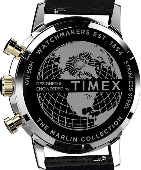 Timex Marlin Mens Chronograph Watch with Black Dial and Black Strap TW2W51500UK
