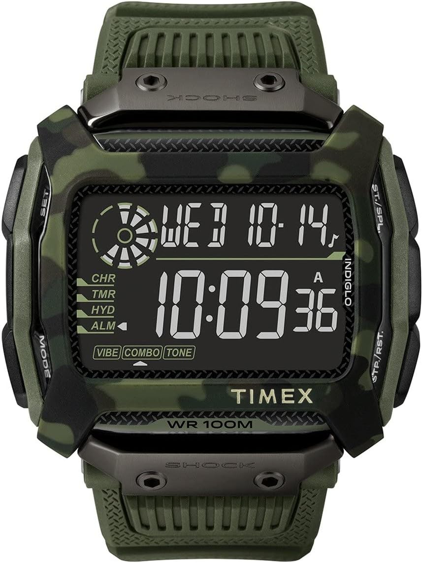Timex Mens Digital Watch with Black Dial and Camouflage Strap TW5M20400