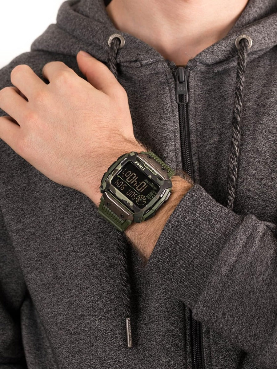 Timex Mens Digital Watch with Black Dial and Camouflage Strap TW5M20400