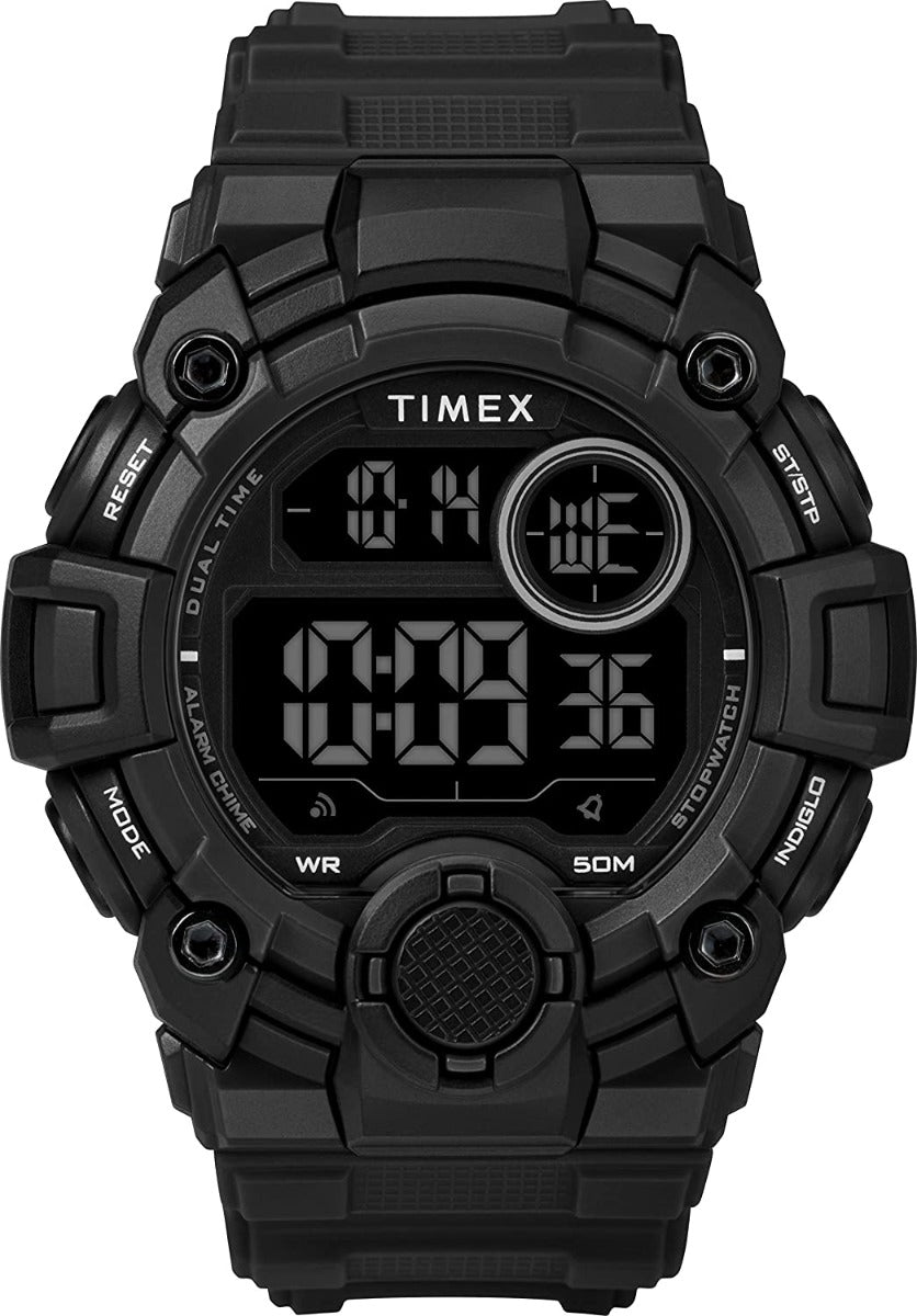 Timex A-Game Mens Digital Watch with Black Negative Dial and Black Resin Strap TW5M27400
