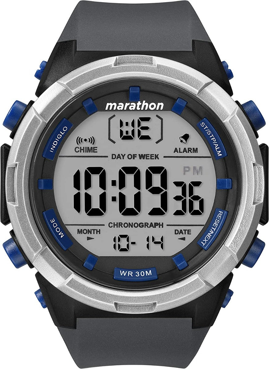 Gwylio Digidol Dynion Timex Marathon gyda Strap Resin Llwyd TW5M33000