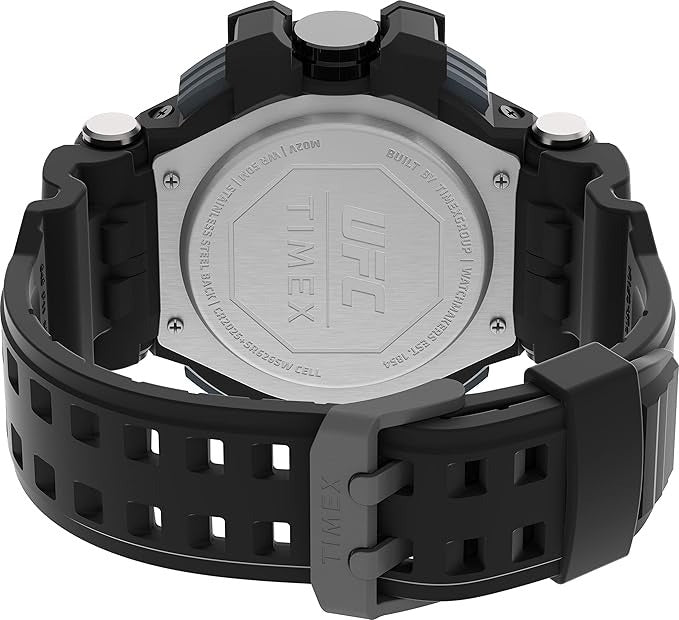 Timex Gwylio Digidol UFC i Ddynion gyda Deial Du a Strap Du TW5M51800