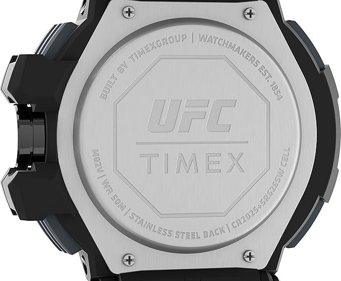 Timex Gwylio Digidol UFC i Ddynion gyda Deial Du a Strap Du TW5M51800
