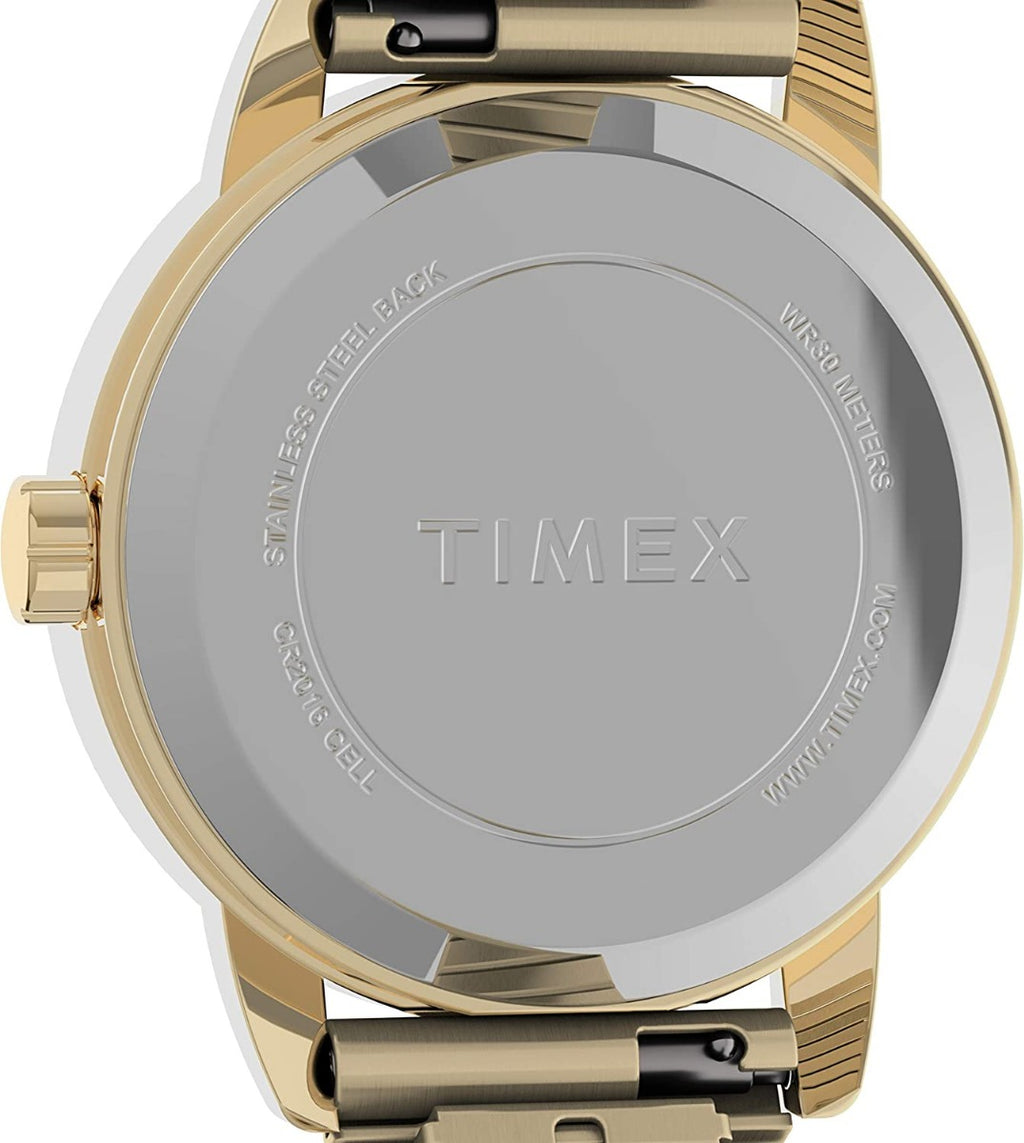 Timex Ladies Watch with Gold Plated Expanding Bracelet and Leather Strap TWG025300