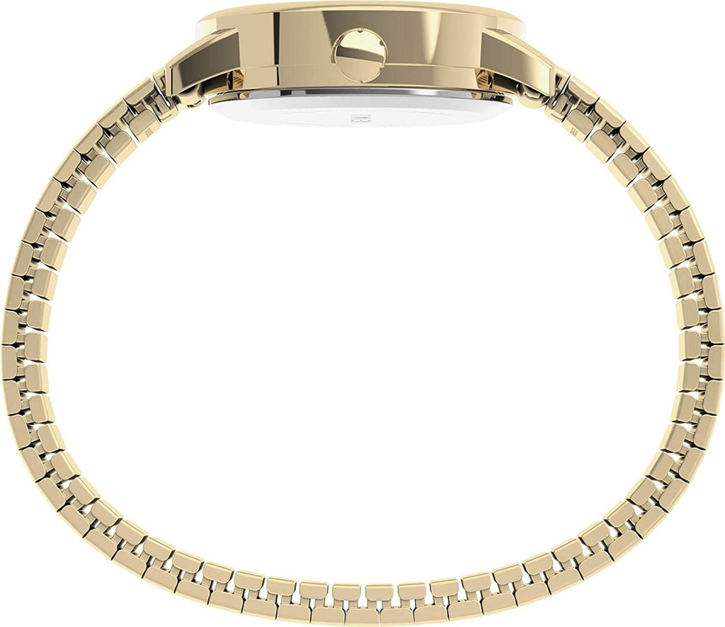 Timex Ladies Watch with Gold Plated Expanding Bracelet and Leather Strap TWG025300