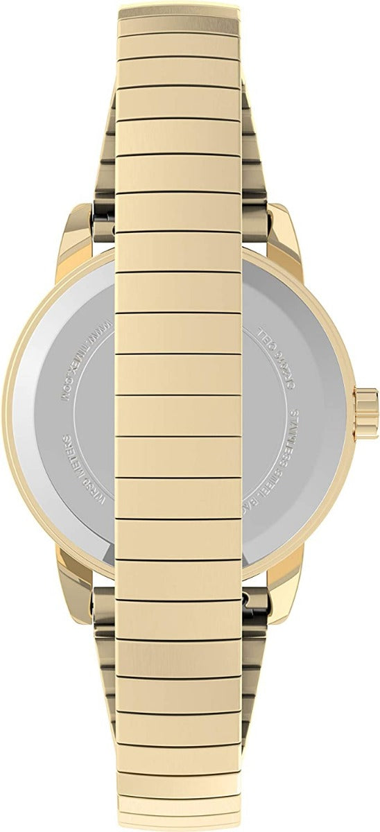 Timex Ladies Watch with Gold Plated Expanding Bracelet and Leather Strap TWG025300