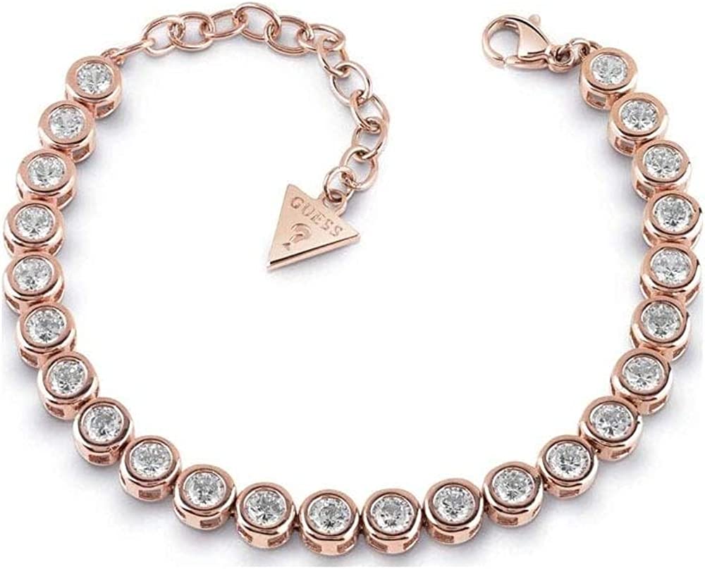 Guess Ladies Glitter Girl Rose Gold Plated Tennis Bracelet UBB28128