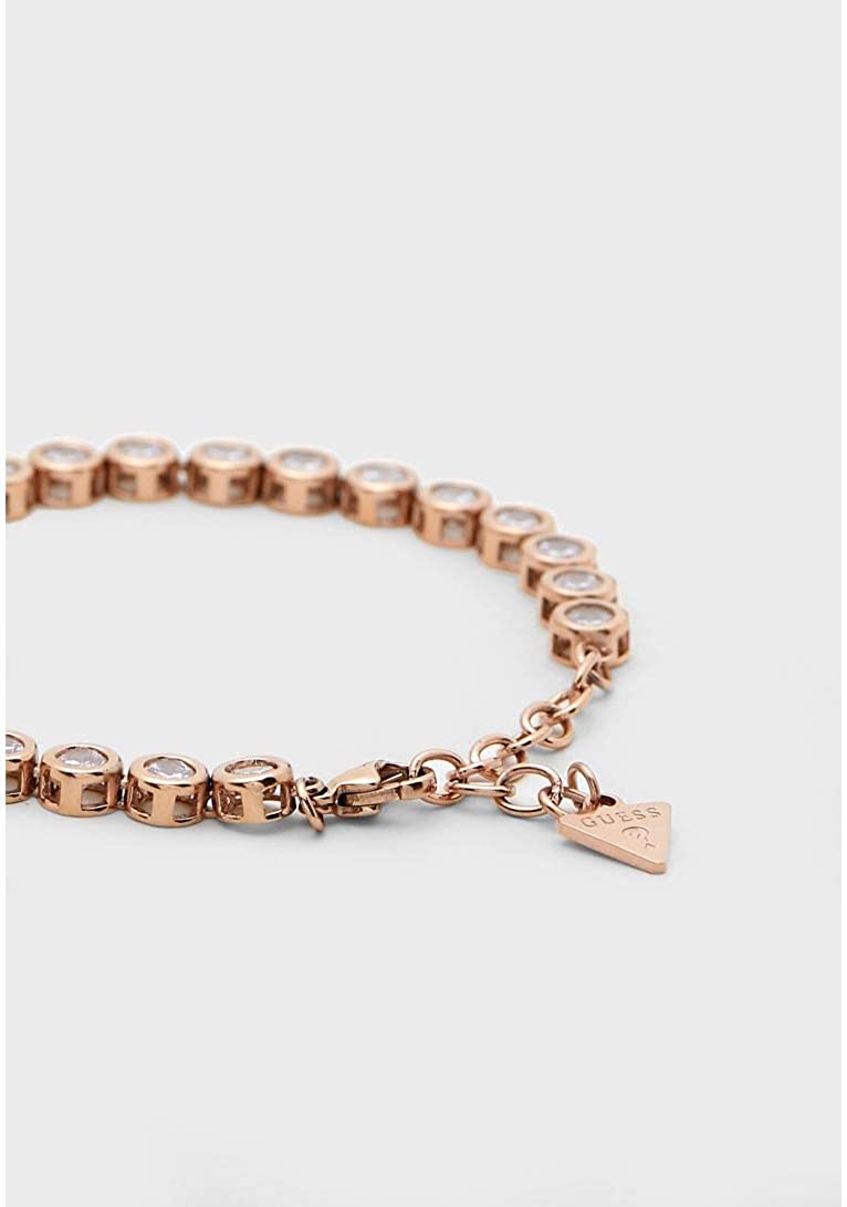 Guess Ladies Glitter Girl Rose Gold Plated Tennis Bracelet UBB28128