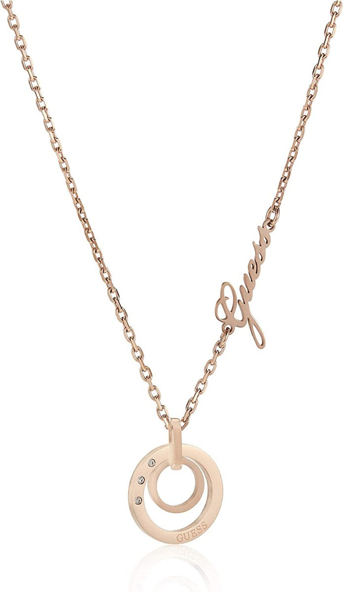 Guess Eternal Circles Ladies Rose Gold Plated Necklace UBN29036