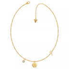 Guess Peony Flower Ladies Gold Plated Necklace UBN79159