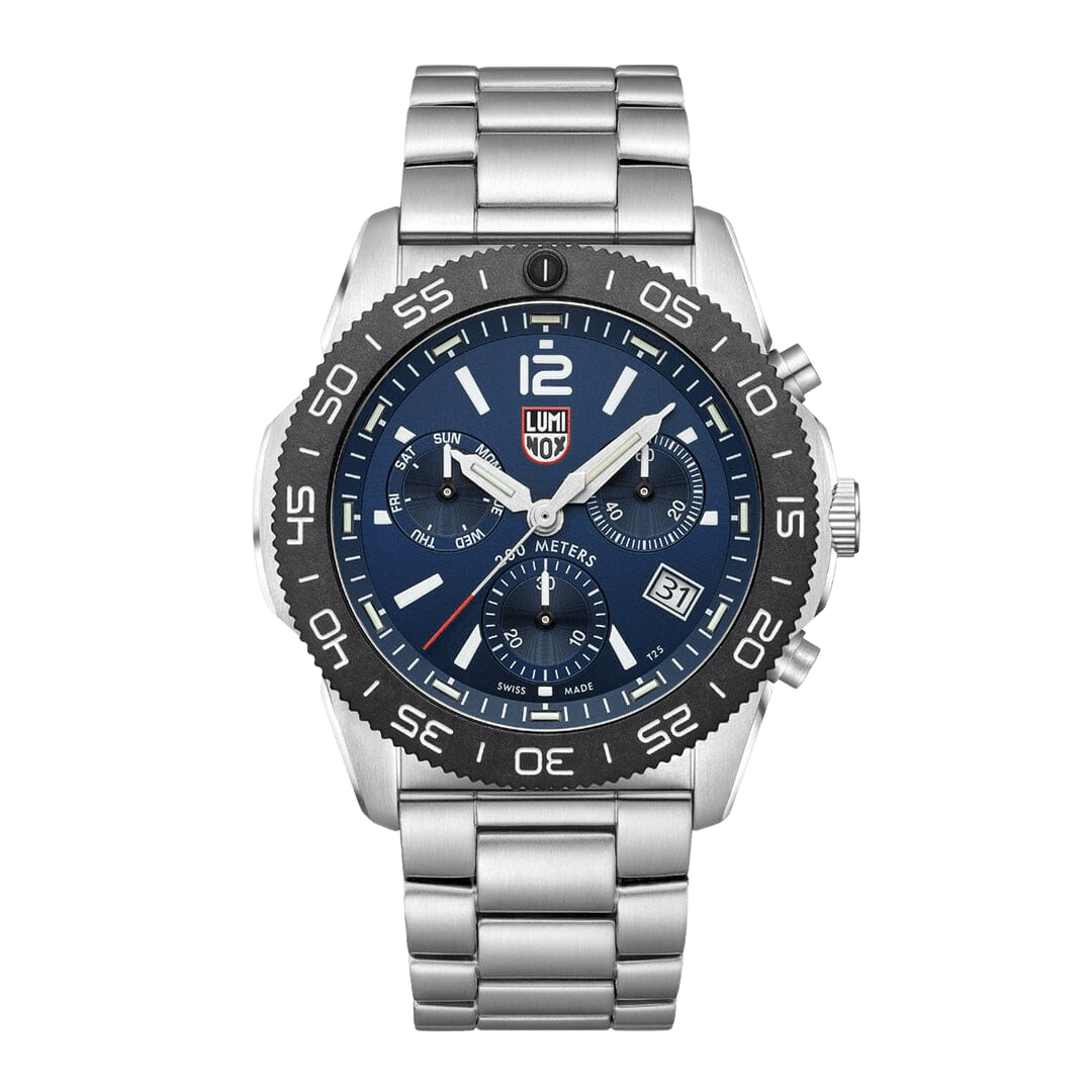 Luminox Pacific Diver Mens Chronograph Watch with Blue Dial and Silver Strap XS.3144