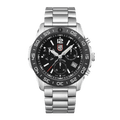 Oriawr Chronograff Dynion Luminox Pacific Diver gyda Deial Du a Strap Arian XS.3142
