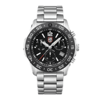 Oriawr Chronograff Dynion Luminox Pacific Diver gyda Deial Du a Strap Arian XS.3142