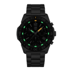 Oriawr Chronograff Dynion Luminox Pacific Diver gyda Deial Du a Strap Arian XS.3142