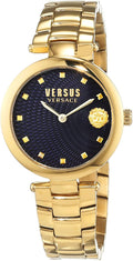 Cloc Menywod Versace Versus gyda Strap Dur Di-staen Aur VSP870718