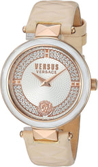 Versus by Versace Fynwaith i Fenywod gydag Wyneb Arian a Strap Lliw Cnawd VSPCD2117