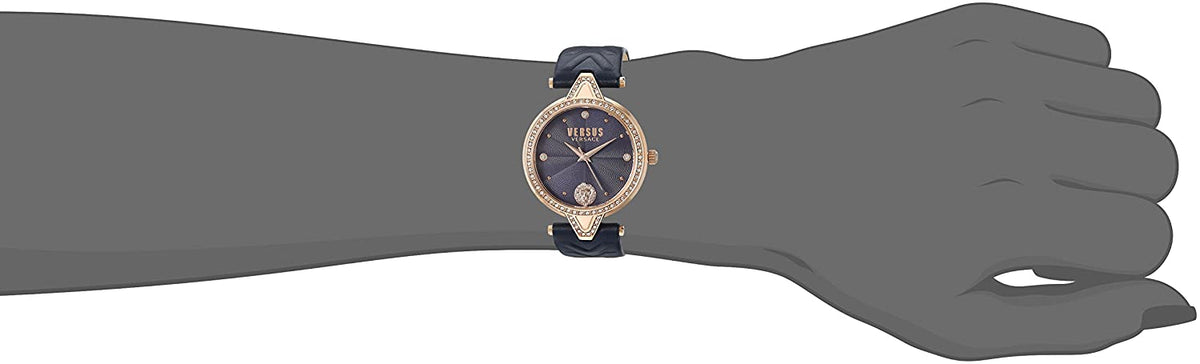Cloc Menywod Versus by Versace gyda Deial Glas a Strap Glas VSPCI3417