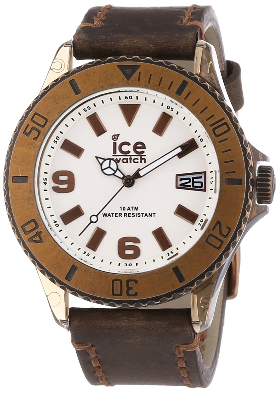 Ice-Watch Unisex Watch Analogue Quartz-Ice-Vintage Brown Big Brown Leather Strap Black Dial-VT.BN.B.L.13