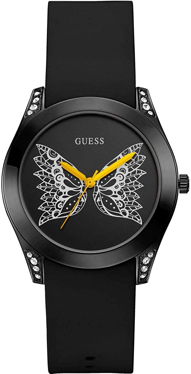 Guess Ladies Watch with Black Dial and Black Strap W0023L10