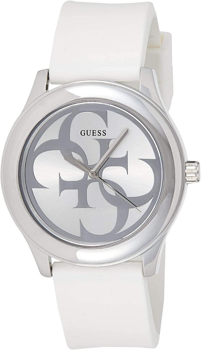 Guess G Twist Ladies Watch with Silver Dial and White Silicone Strap W0911L1
