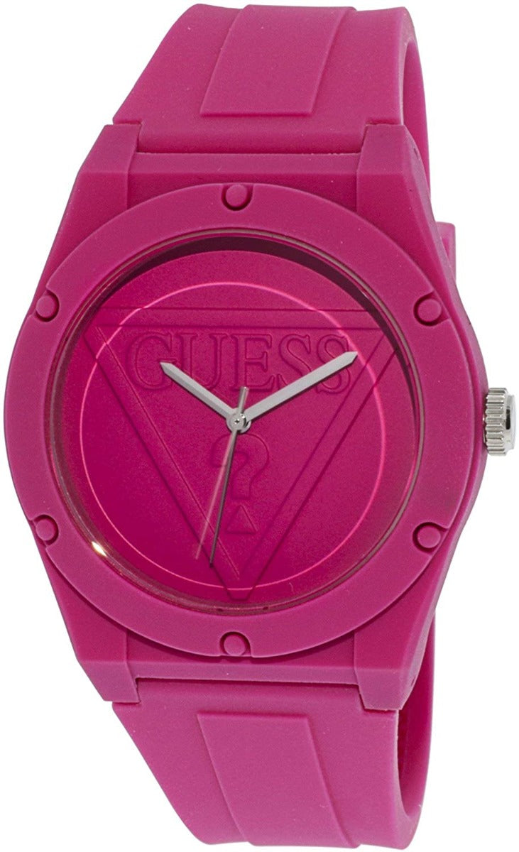 Guess Retro Pop Unisex Watch with Pink Plastic Case and Pink Silicone Strap W0979L9