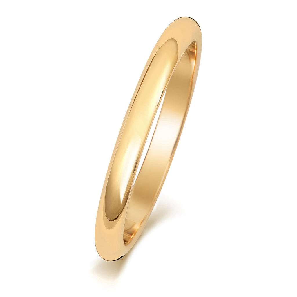 9ct Yellow Gold 2mm D Shape Wedding Band