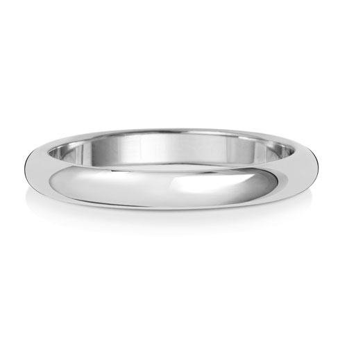 Fand Priodas Siâp D 2.5mm Aur Gwyn 9ct