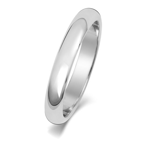 9ct White Gold 3mm D Shape Wedding Band