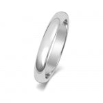 9ct White Gold 3mm D Shape Wedding Band