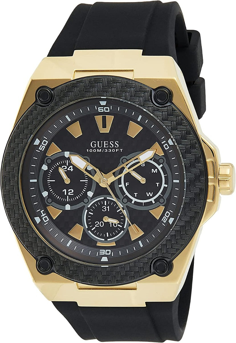 Guess Legacy Mens Watch with Black Dial and Black Resin Strap W1049G5