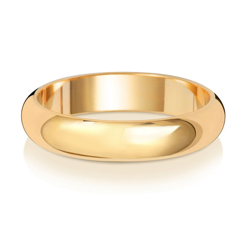 Band Priodas Siâp D 4mm Aur Melyn 9ct