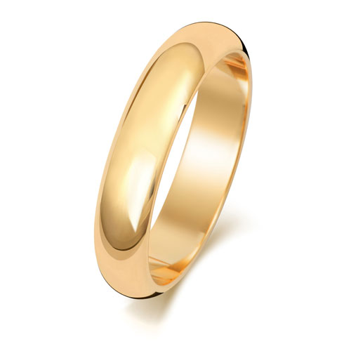 9ct Yellow Gold 4mm D Shape Wedding Band