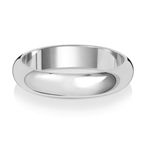 Band Priodas Siâp D Aur Gwyn 9ct 4mm