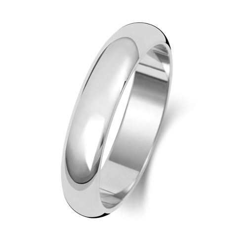 9ct White Gold 4mm D Shape Wedding Band