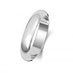 9ct White Gold 4mm D Shape Wedding Band