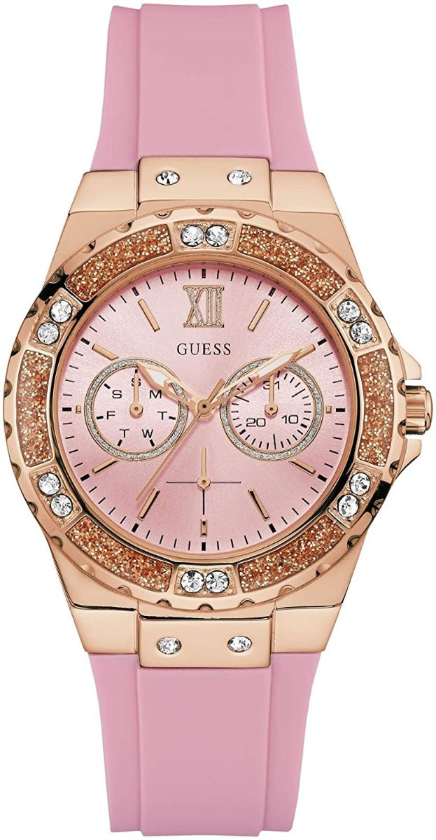 Gwylio Merched Guess Limelight gyda Strap Silicôn Pinc W1053L3