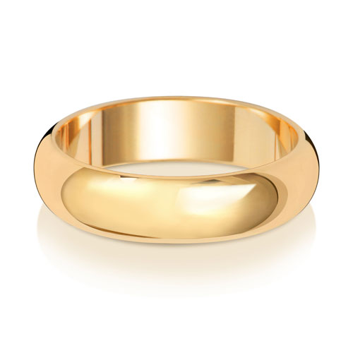 Band Priodas Siâp D 5mm Aur Melyn 9ct