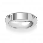 Modrwy Briodas Siâp D 5mm Aur Gwyn 9ct