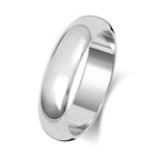 Modrwy Briodas Siâp D 5mm Aur Gwyn 9ct