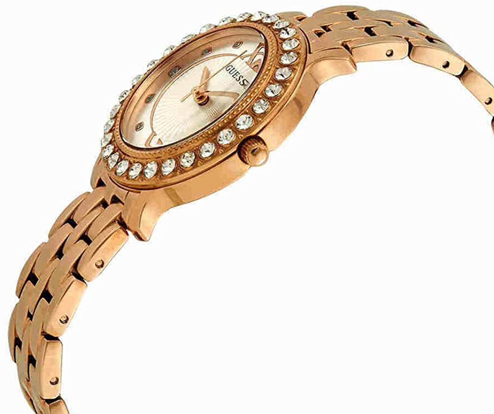 Guess Blush Ladies Watch with Rose Gold Bracelet and Silver Sunray Dial W1062L3