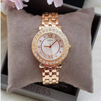 Guess Blush Ladies Watch with Rose Gold Bracelet and Silver Sunray Dial W1062L3