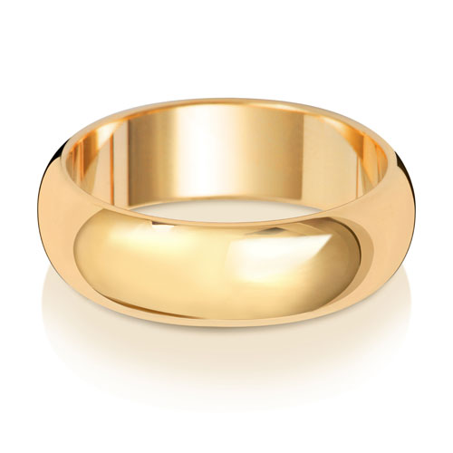 9ct Yellow Gold 6mm D Shape Wedding Band