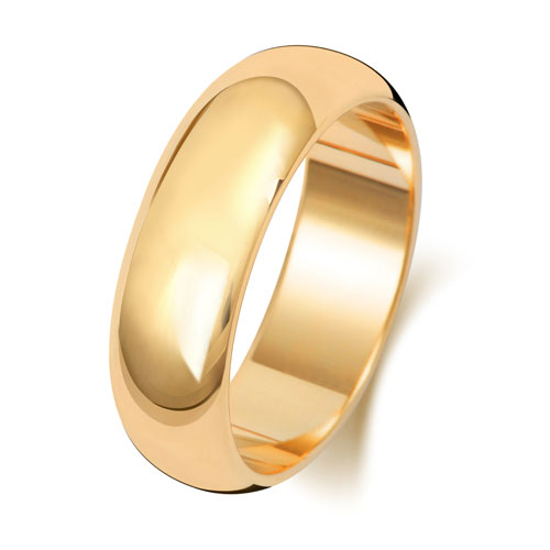9ct Yellow Gold 6mm D Shape Wedding Band