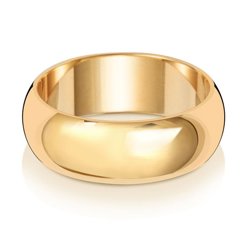 9ct Yellow Gold 7mm D Shape Wedding Band W107M