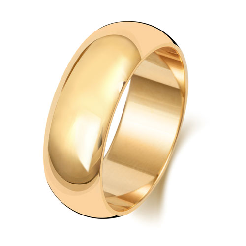 9ct Yellow Gold 7mm D Shape Wedding Band W107M