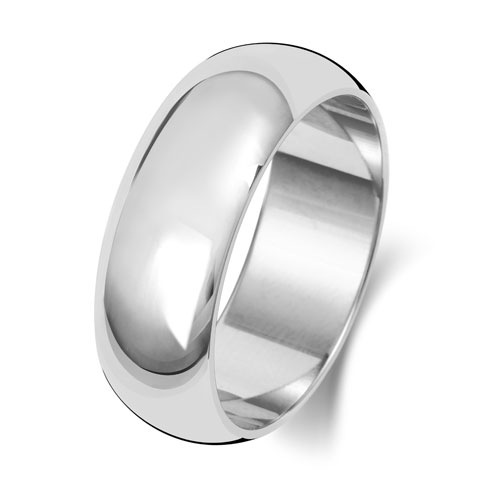 9ct White Gold 7mm D Shape Wedding Band