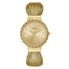 Guess Chiffon Ladies Watch with Gold Mesh Bracelet W1083L2