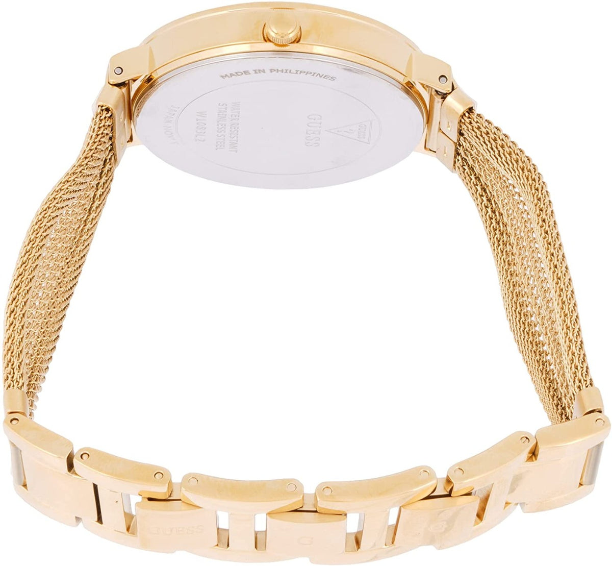 Guess Chiffon Ladies Watch with Gold Mesh Bracelet W1083L2