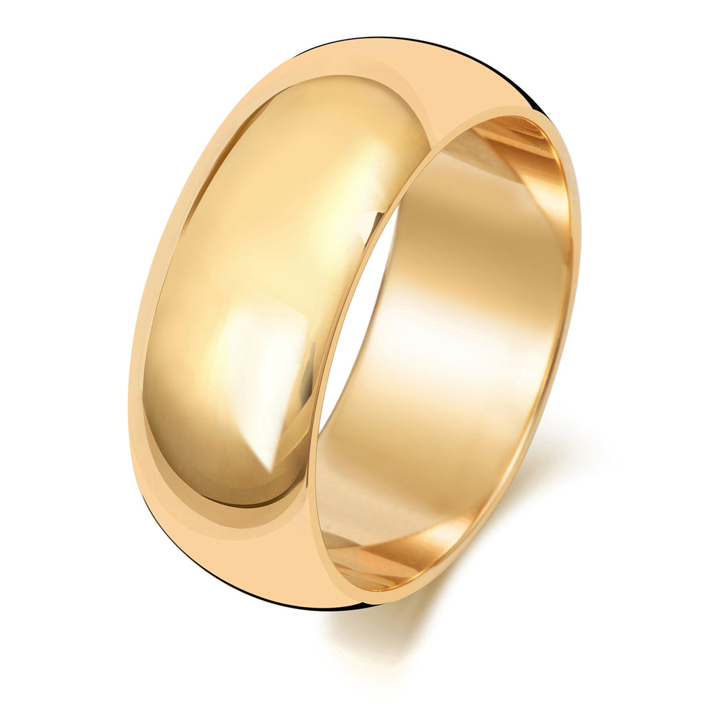 9ct Yellow Gold 8mm D Shape Wedding Band